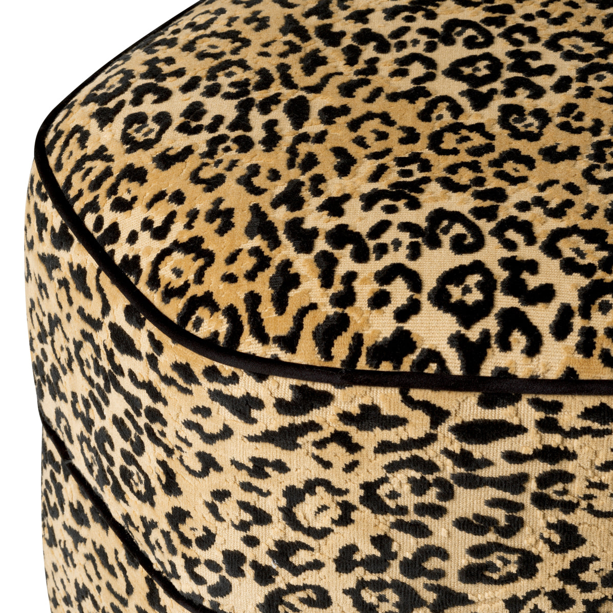 Taboret Roosevelt, wykończenie brązowe, tkanina Bernard leopard, camel