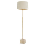 Lampa podłogowa Rialta, trawertyn, wykończenie mosiądz vintage, z abażurem