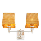 Lampa ścienna Lexington Double, wykończenie niklowe, z abażurami rattanowymi
