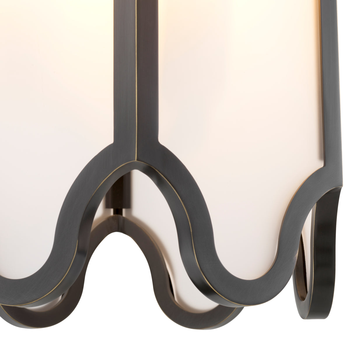 Lampa wisząca Rockefeller, wykończenie brązowe z połyskiem, białe szkło