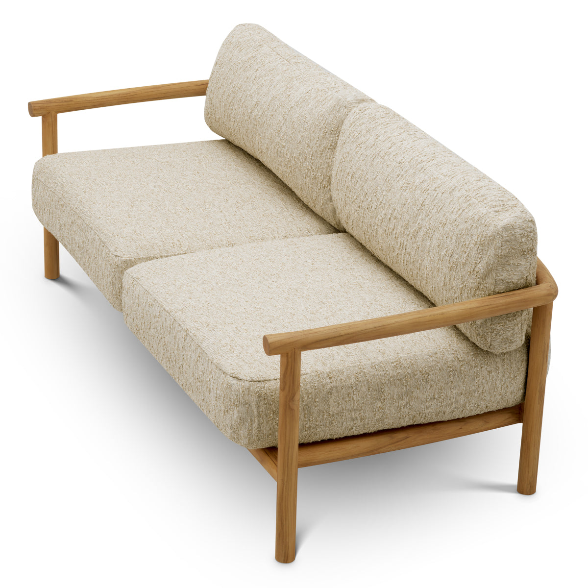 Sofa ogrodowa Ombria, naturalne drewno tekowe, tkanina Arden, naturalny