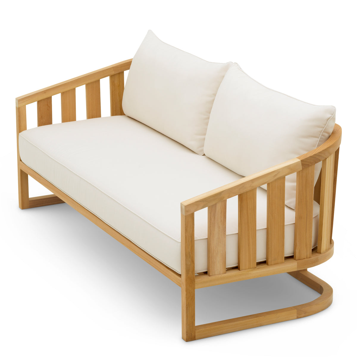 Sofa ogrodowa Aruba, naturalne drewno tekowe, w zestawie poduszki z płótna Sunbrella