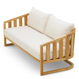 Sofa ogrodowa Aruba, naturalne drewno tekowe, w zestawie poduszki z płótna Sunbrella