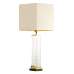 Lampa stołowa Harmonis, wykończenie mosiądz vintage, z abażurem