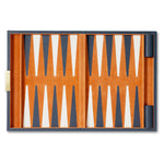 Backgammon South Shore, zestaw prezentowy, blue leather, orange suede