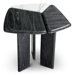 Stolik boczny Brinton, charcoal grey, lite drewno, biały marmur