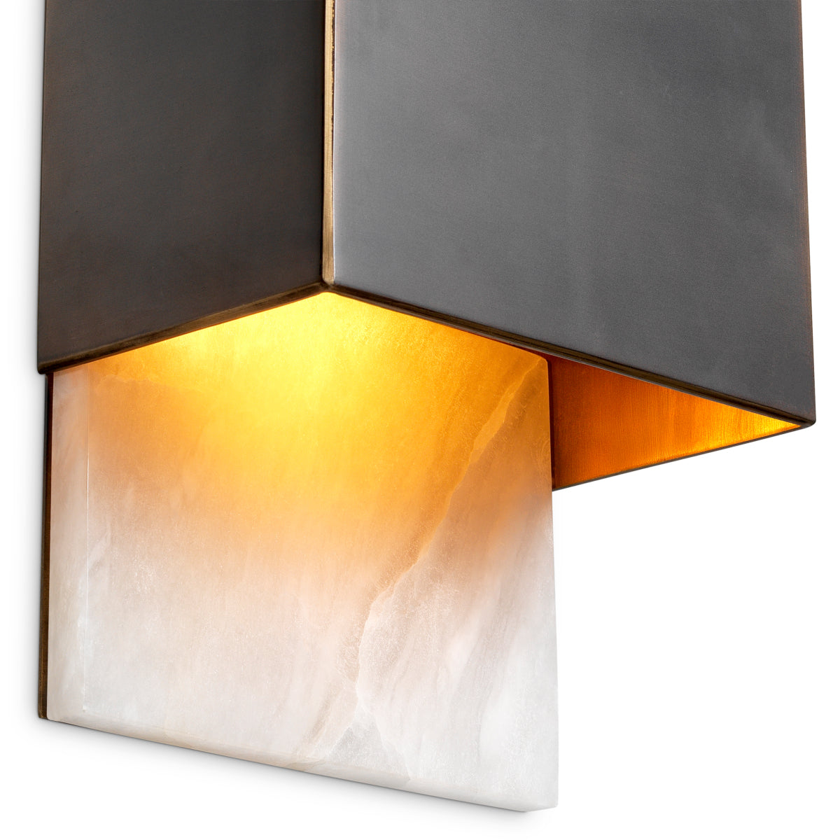 Lampa ścienna Mantova, wykończenie bronze highlight, alabaster