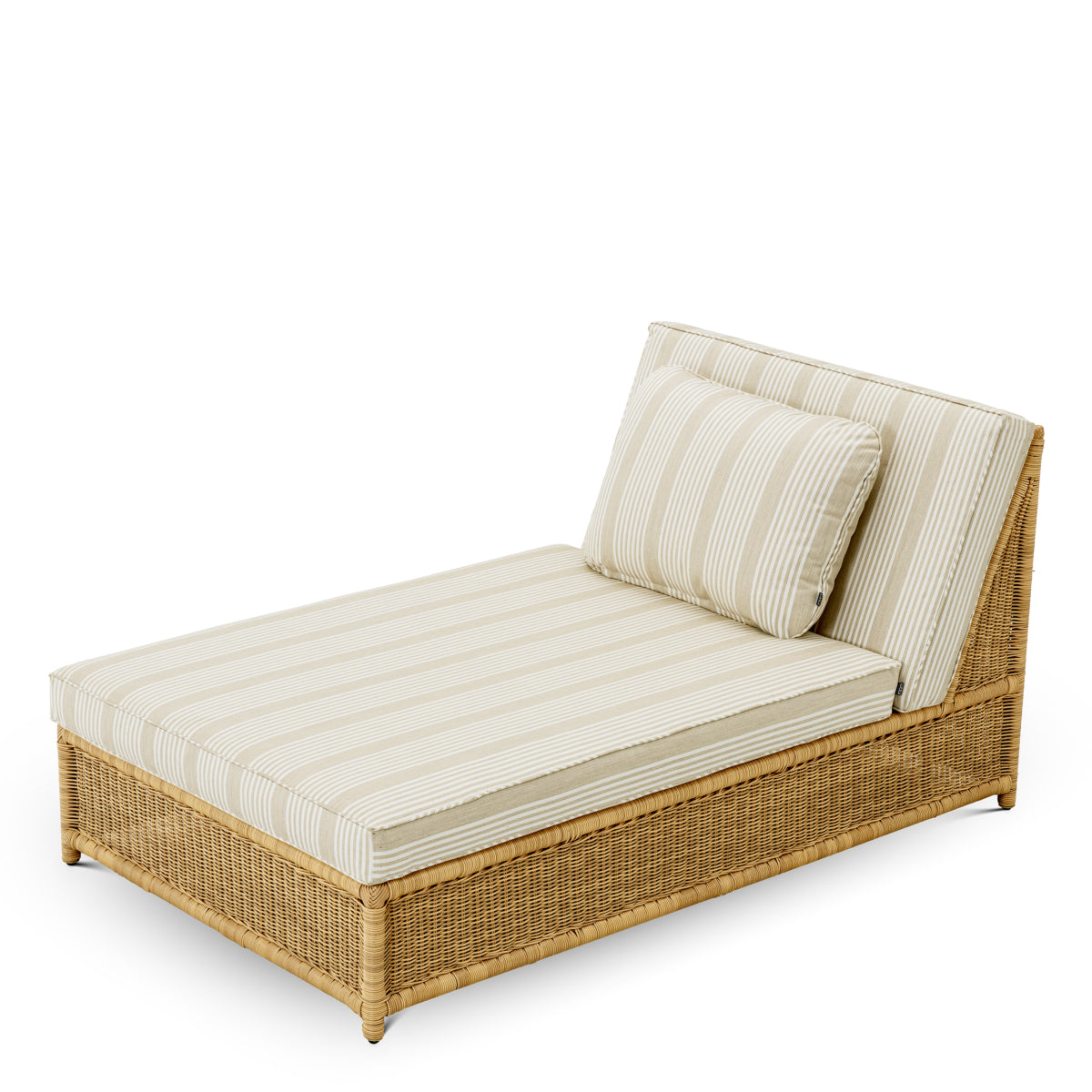 Modułowe łoże ogrodowe Hampton Single, sztuczny rattan, tkanina Saville, beż
