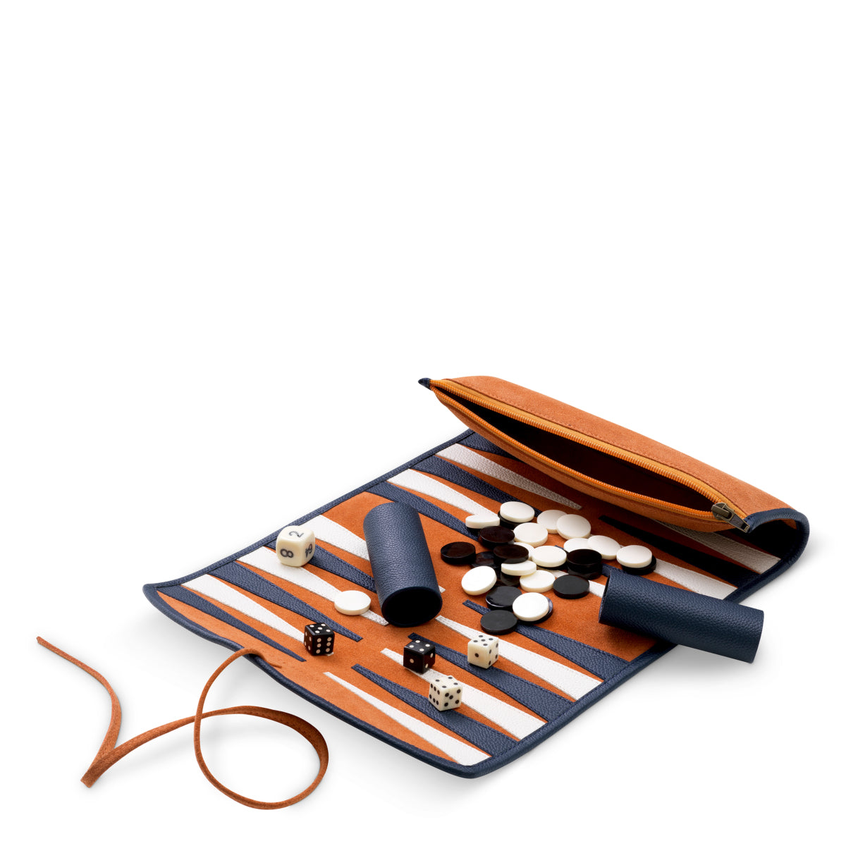 Backgammon Monte Lago, zestaw podróżny, blue leather, orange suede