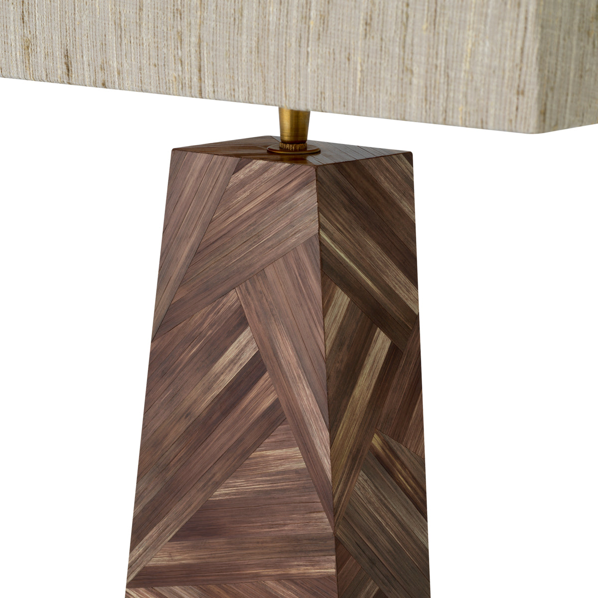 Lampa stołowa Gaultier, brązowa marketeria ze słomy, z abażurem