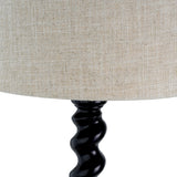 Lampa stołowa Massimo, wykończenie czarny fortepian, z abażurem