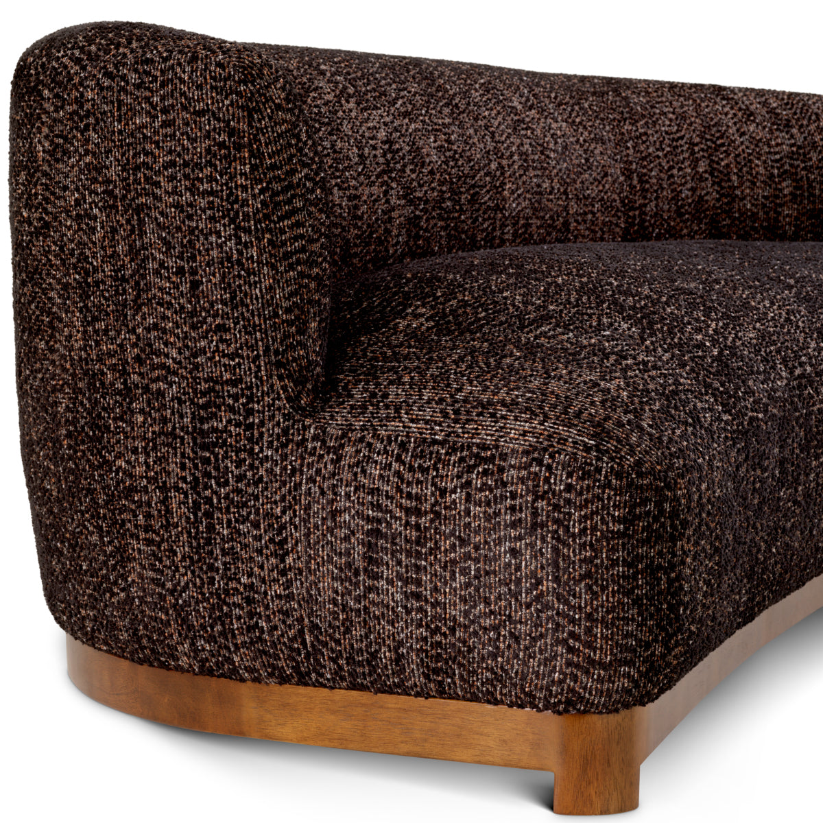 Sofa Stelvio, wykończenie walnut, norman bouclé black