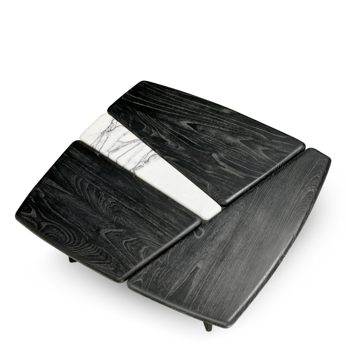 Stolik kawowy Brinton, charcoal grey, lite drewno, biały marmur