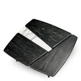 Stolik kawowy Brinton, charcoal grey, lite drewno, biały marmur