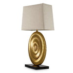 Lampa stołowa Ramble, wykończenie w stylu antycznego złota, w zestawie klosz