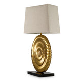 Lampa stołowa Ramble, wykończenie w stylu antycznego złota, w zestawie klosz