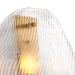 Lampa ścienna Hibis – wykończenie w postarzanym mosiądzu, przezroczyste szkło