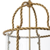 Lampa wisząca Preston, wykończenie w stylu vintage mosiądzu, w zestawie białe klosze