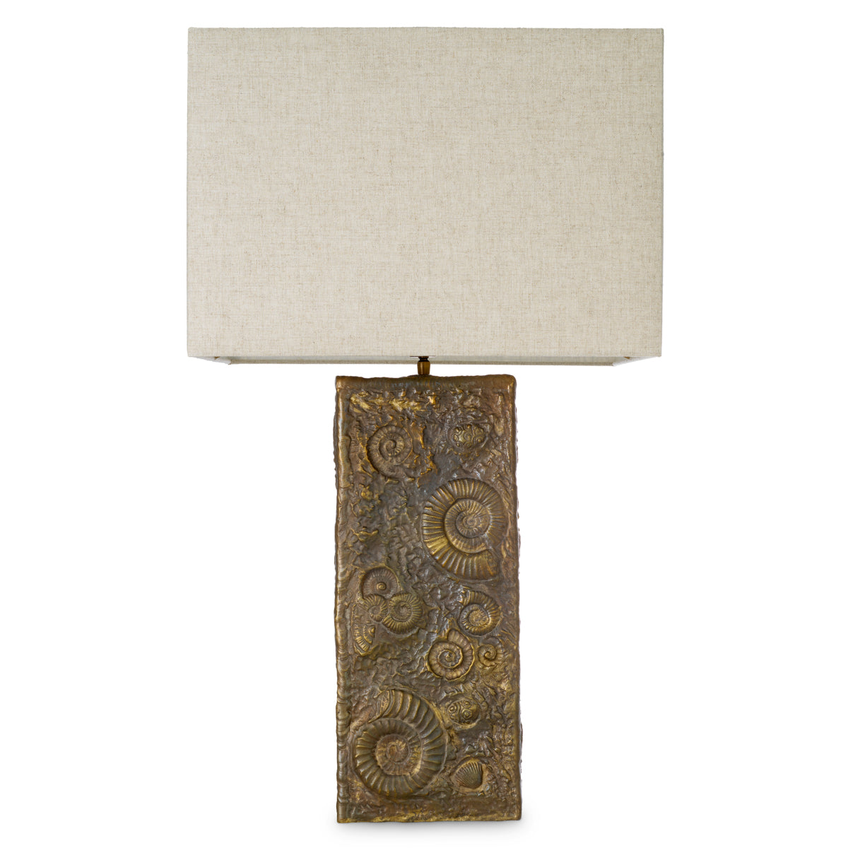 Lampa stołowa Kamari, wykończenie mosiądz vintage, z abażurem