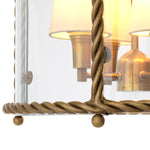 Lampa wisząca Preston, wykończenie w stylu vintage mosiądzu, w zestawie białe klosze