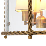 Lampa wisząca Preston, wykończenie w stylu vintage mosiądzu, w zestawie białe klosze