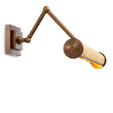 Lampa ścienna Luca L, rattan, wykończenie mosiądz antyczny