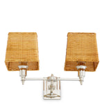 Lampa ścienna Lexington Double, wykończenie niklowe, z abażurami rattanowymi