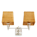 Lampa ścienna Lexington Double, wykończenie niklowe, z abażurami rattanowymi