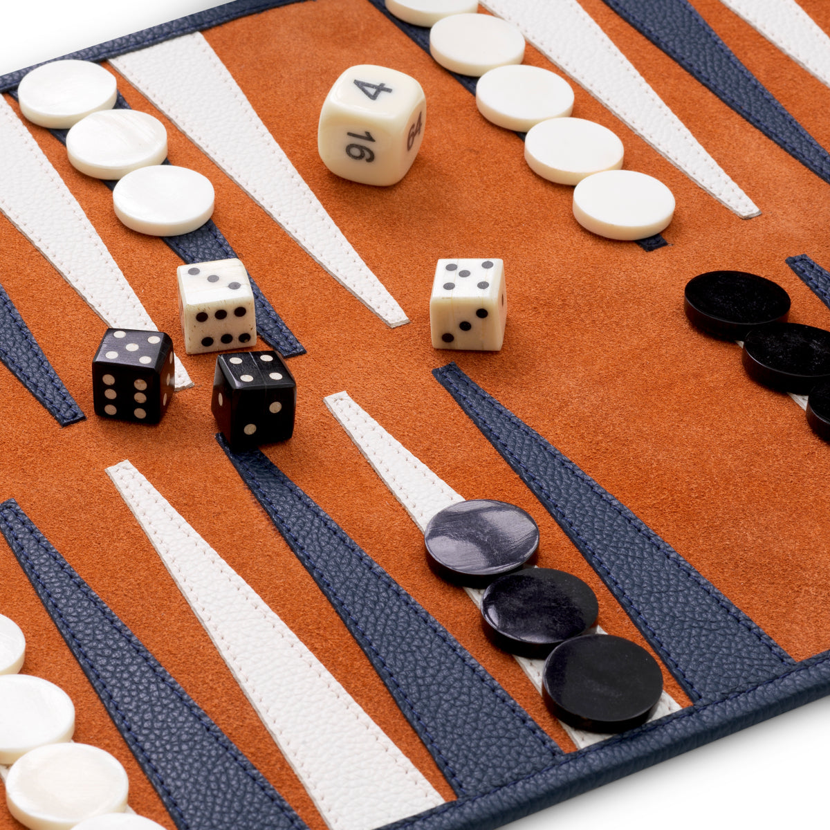 Backgammon Monte Lago, zestaw podróżny, blue leather, orange suede