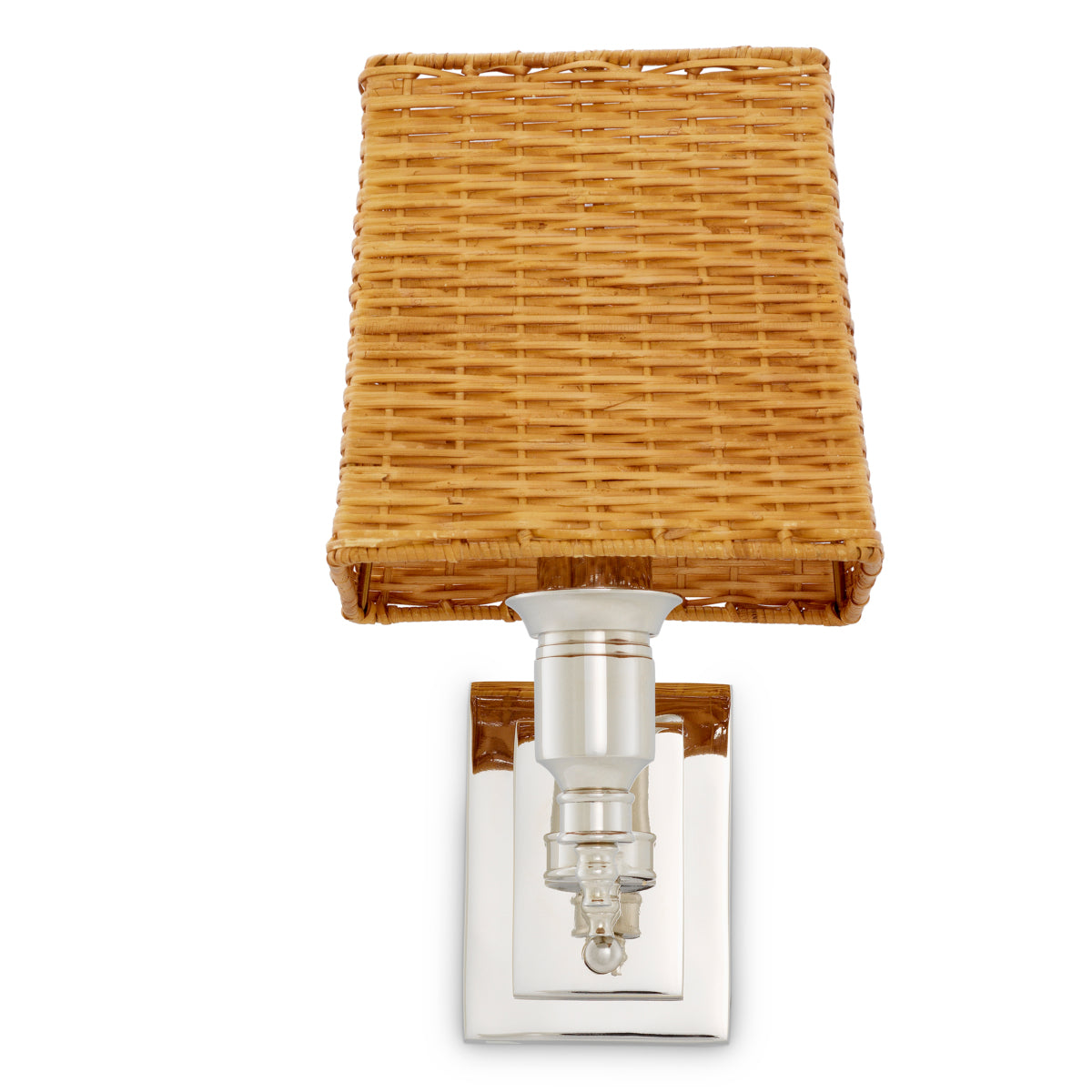Lampa ścienna Lexington Single, wykończenie niklowe, z abażurem rattanowym