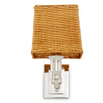 Lampa ścienna Lexington Single, wykończenie niklowe, z abażurem rattanowym