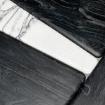 Stolik kawowy Brinton, charcoal grey, lite drewno, biały marmur