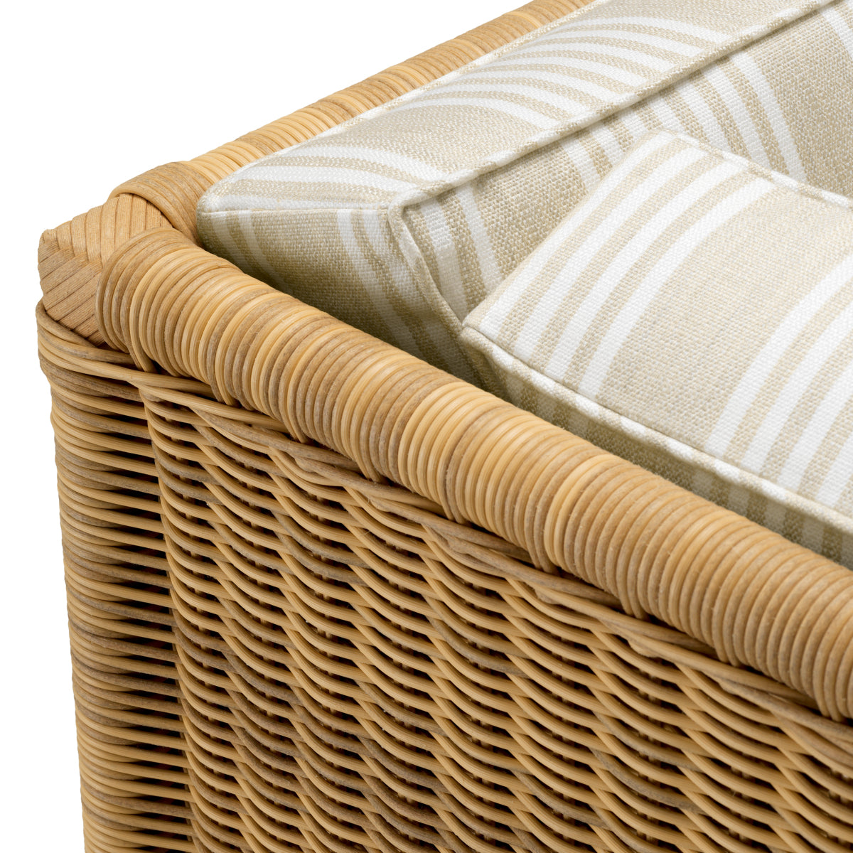 Modułowy fotel ogrodowy narożny Hampton, sztuczny rattan, tkanina Saville, beż