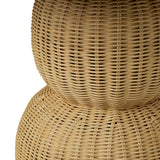 Stół do jadalni Tiago, okrągły, naturalny rattan, w zestawie blat szklany