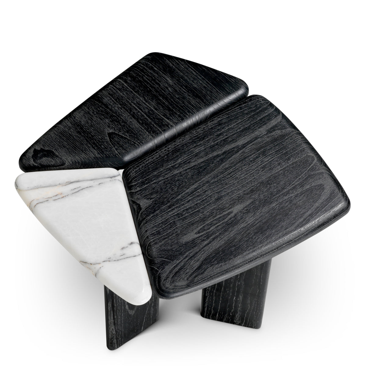 Stolik boczny Brinton, charcoal grey, lite drewno, biały marmur