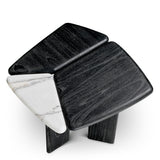 Stolik boczny Brinton, charcoal grey, lite drewno, biały marmur