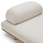 Sofa ogrodowa Nomade, naturalne drewno tekowe, tkanina Lucio piaskowa
