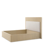 Rama łóżka Dimitrios, bielona okleina dębowa, tkanina Durini naturalna