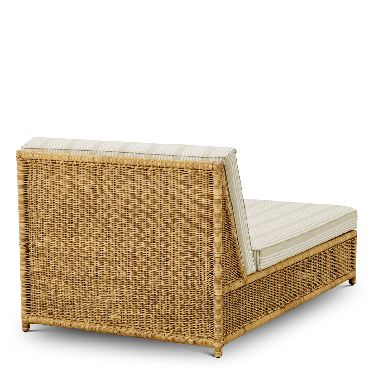 Modułowe łoże ogrodowe Hampton Single, sztuczny rattan, tkanina Saville, beż