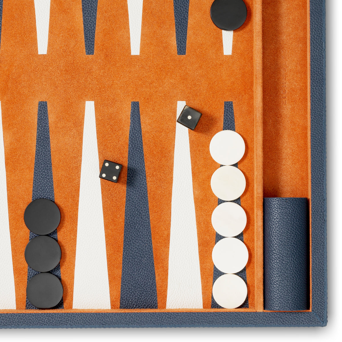 Backgammon South Shore, zestaw prezentowy, blue leather, orange suede