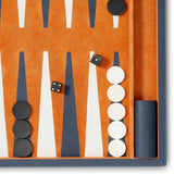 Backgammon South Shore, zestaw prezentowy, blue leather, orange suede