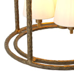 Lampa wisząca Montrose, wykończenie w stylu vintage mosiądzu, w zestawie białe klosze