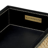 Zestaw na biurko Taos, black leather, natural rattan, komplet 2 szt.
