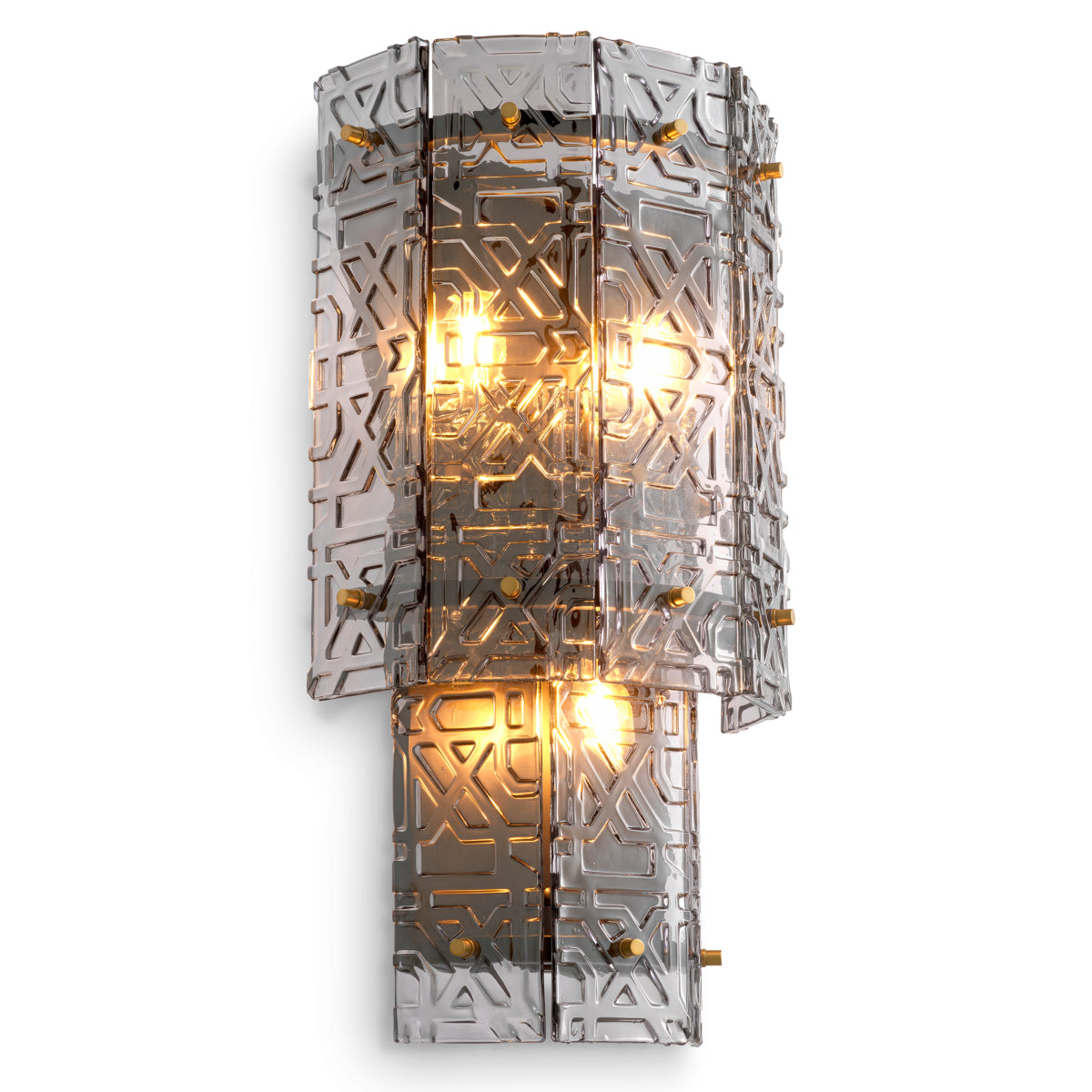 Lampa ścienna Georgette, wykończenie bronze, jasnodymione szkło