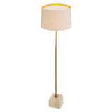 Lampa podłogowa Rialta, trawertyn, wykończenie mosiądz vintage, z abażurem