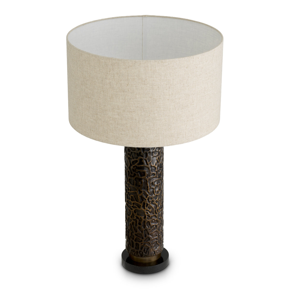 Lampa stołowa Belvoir, wykończenie brązowe z połyskiem, w zestawie klosz