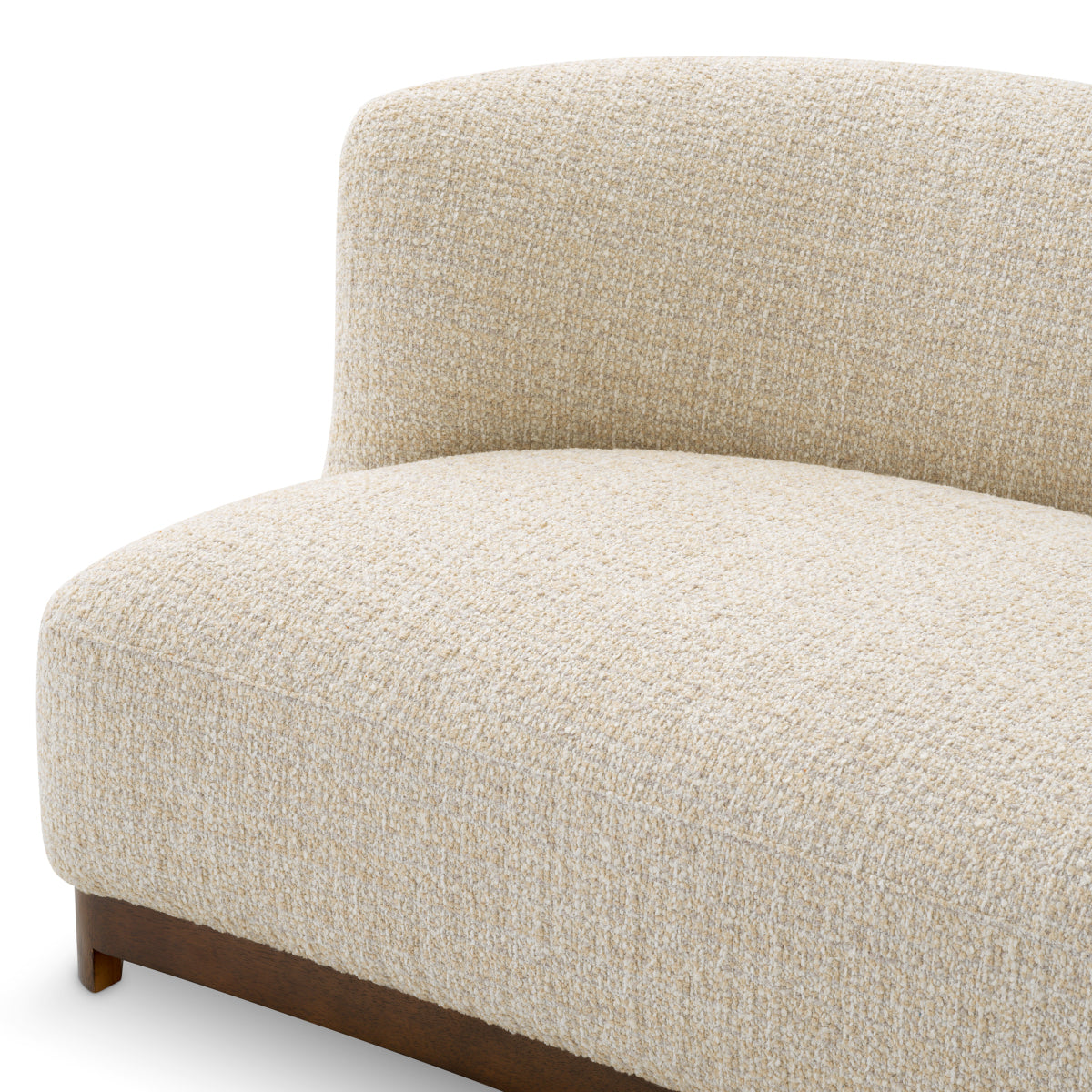 Sofa Stelvio, wykończenie orzechowe, tkanina szenilowa Winslow, beż