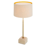 Lampa stołowa Rialta, trawertyn, wykończenie mosiądz vintage, z abażurem