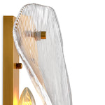 Lampa ścienna Hibis – wykończenie w postarzanym mosiądzu, przezroczyste szkło
