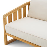 Sofa ogrodowa Aruba, naturalne drewno tekowe, w zestawie poduszki z płótna Sunbrella